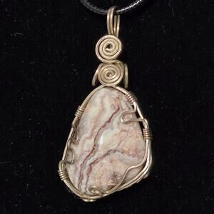 Handmade Wire Wrapped Stone Pendant Necklace Boho Artisan Natural Jasper